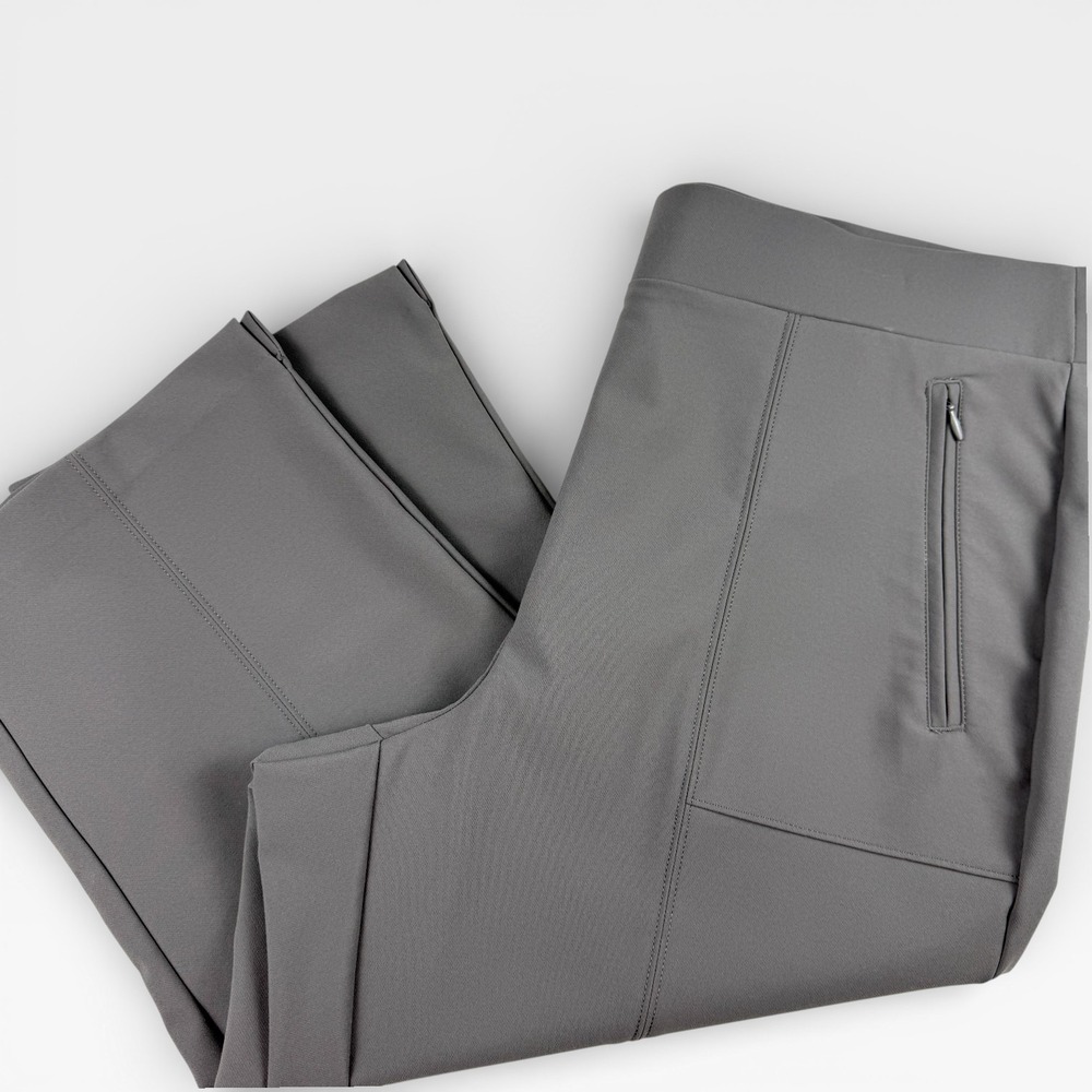 Lane Bryant Stretch Capri Pants Womens 16 Gray Seamed Zipper Pockets Casual